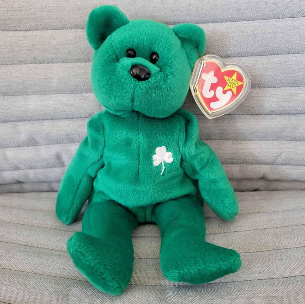 Retired Ty Beanie Baby Erin Irish Bear Shamrock Mint Plushie Kids Easter Gift